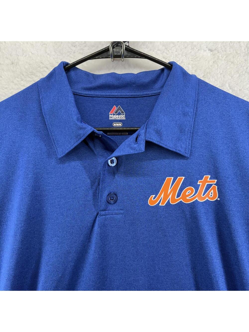 Majestic New York Mets Performance Golf Polo Mens Medium Blue NWOT